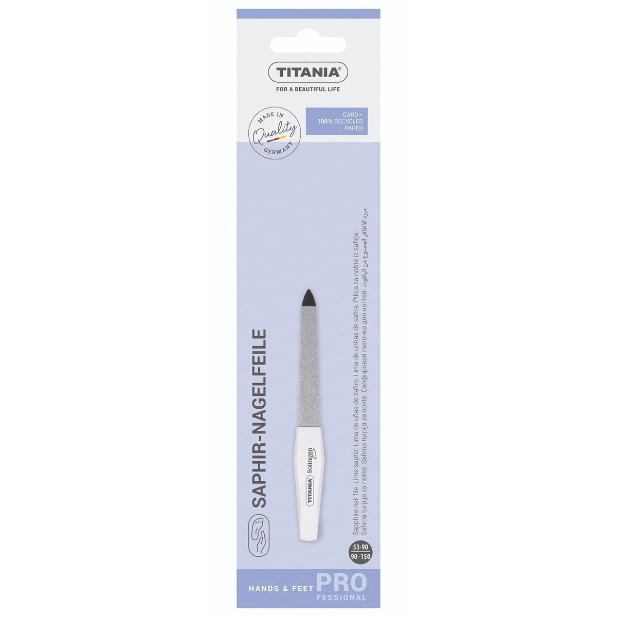 مبرد اظافر سولينجن مطلي بغبار ياقوت ازرق من تيتانيا بطول 5 انش