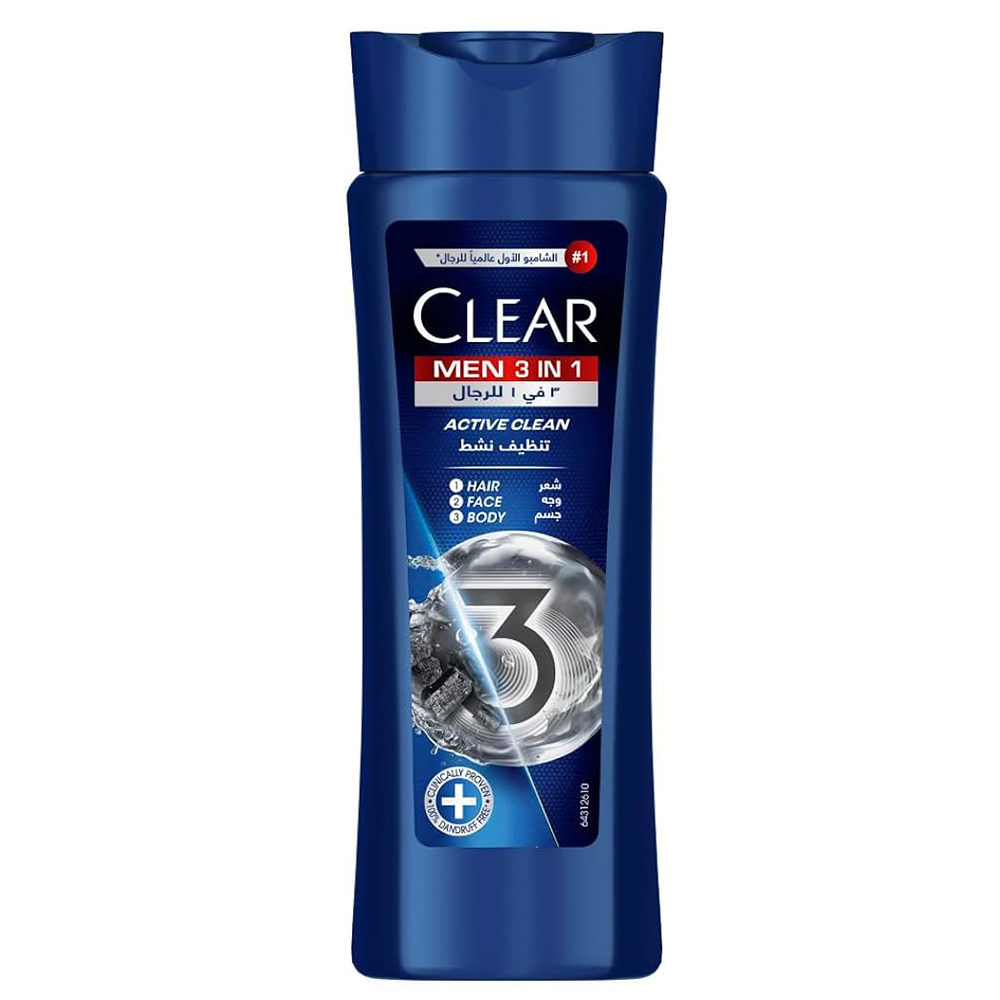 شامبو كلير ٣ × ١ للرجال ضد القشرة للشعر والوجه والجسم  ٤٠٠ مل