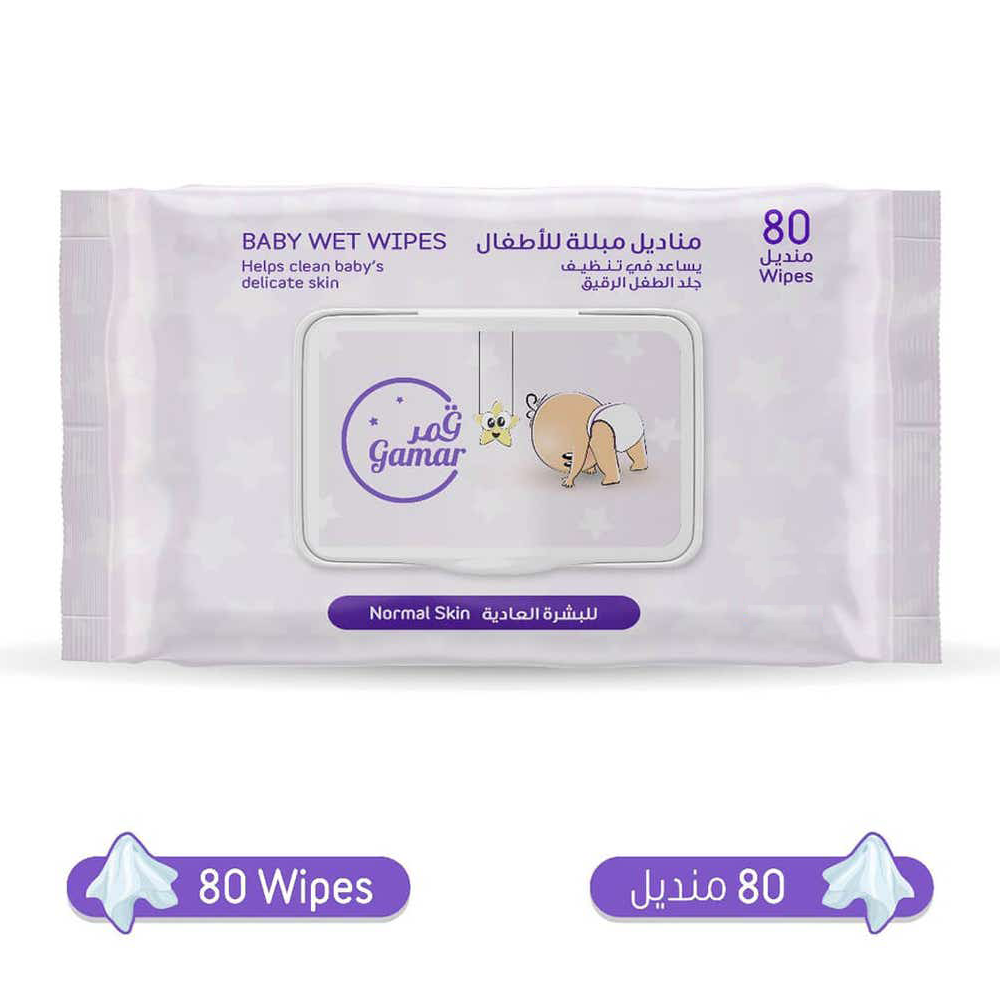 قمر مناديل للأطفال للبشرة العادية 80 منديل