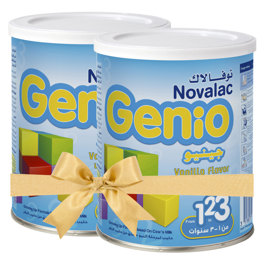 نوفالاك، جينيو، حليب النمو، بنكهة الفانيليا، من عمر 1-3 سنة، 2 × 800 جم - 1 عبوة