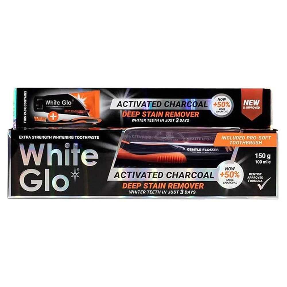 معجون أسنان وايت جلو بالفحم النشط يزيل التصبغات 100 مل