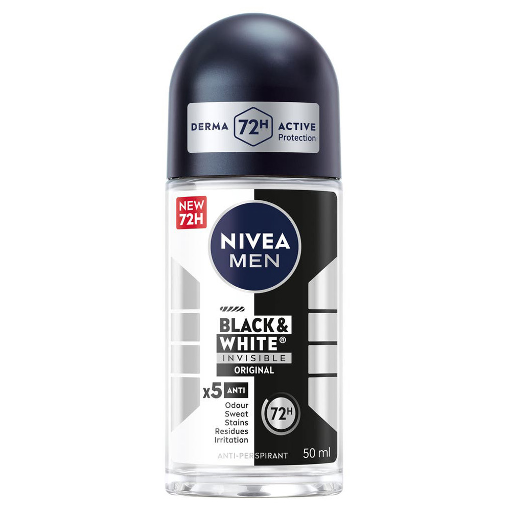 نيفيا مزيل عرق رول - اون إنڤيزيبل للملابس السوداء والبيضاء للرجال - 50 مل