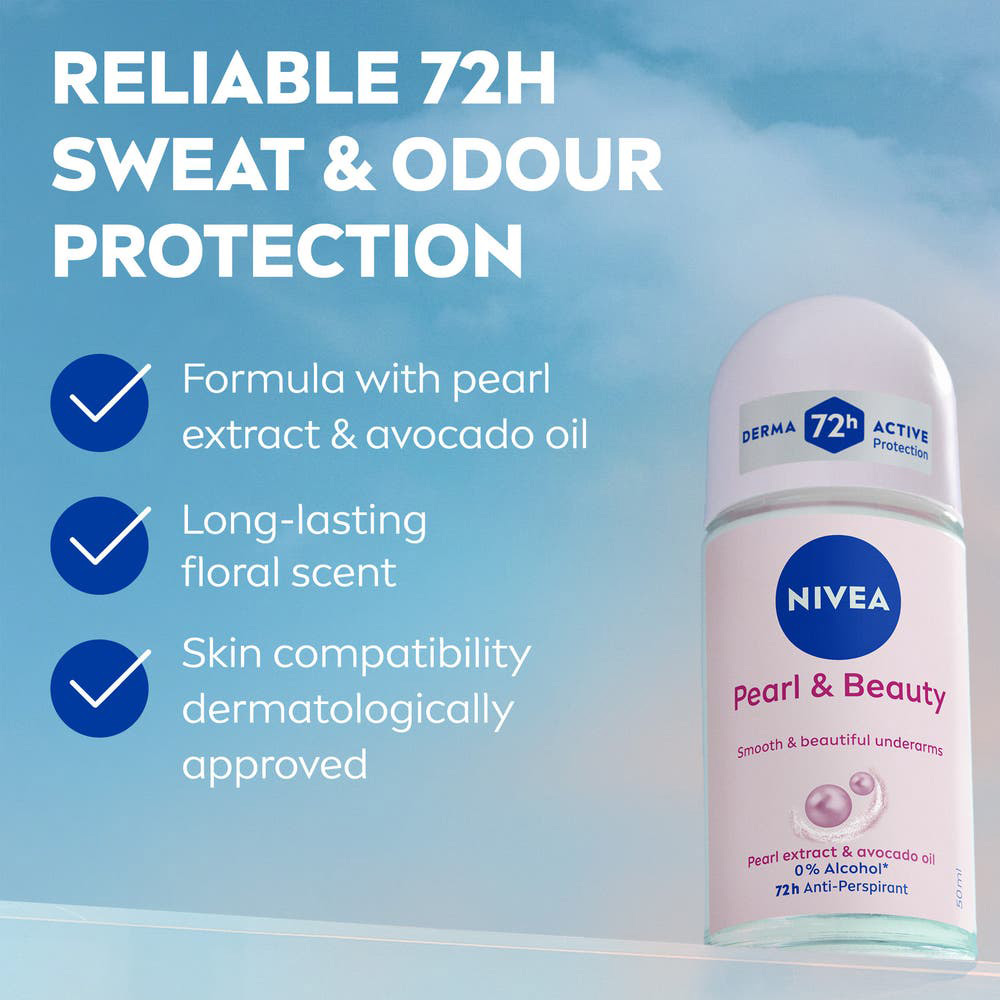 نيفيا مزيل عرق رول - اون بيرل اند بيوتي للنساء - 50 مل