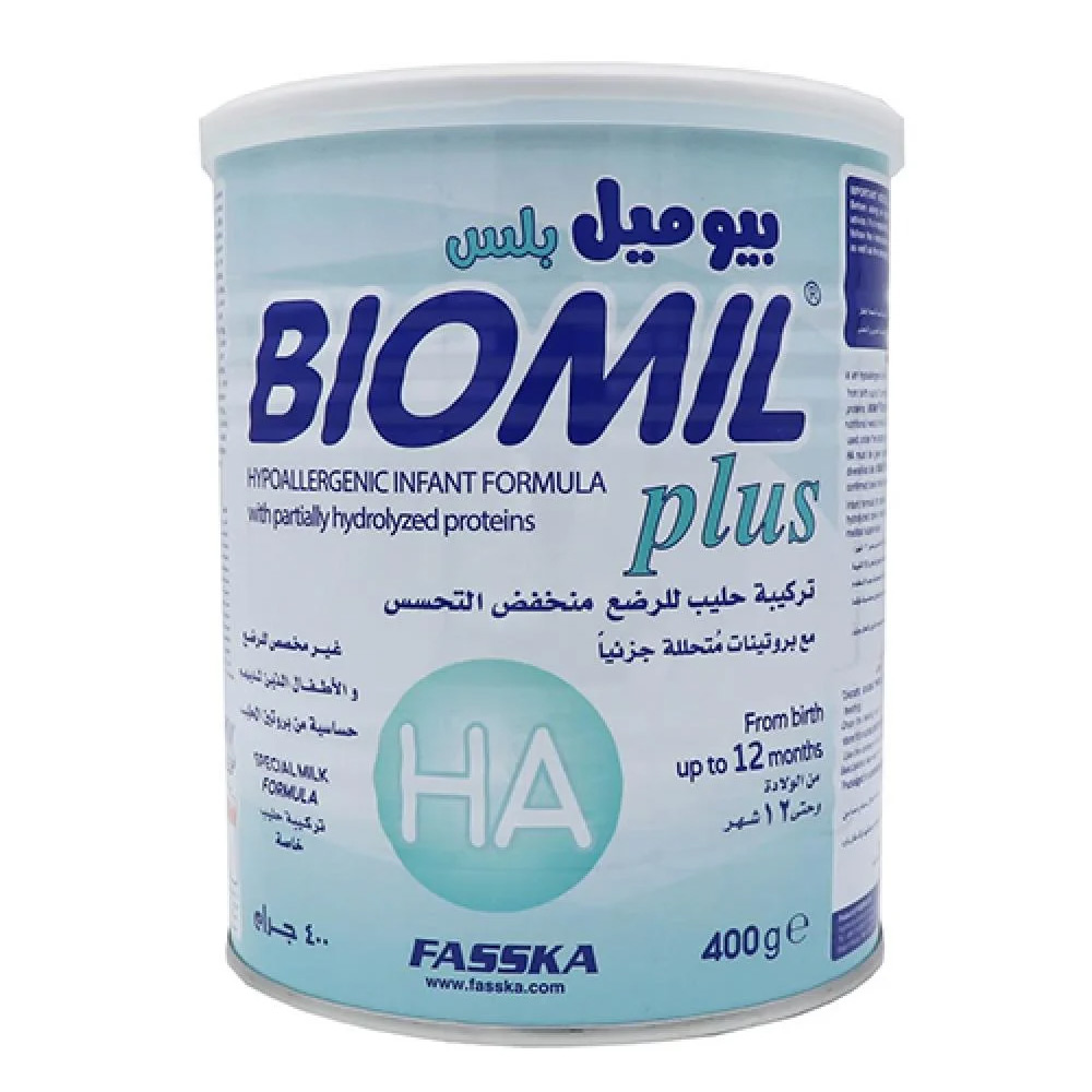 بيوميل بلس حليب اطفال اتش ايه ( HA ) منخفض التحسس (400)جرام من عمر 0 - 12 شهر