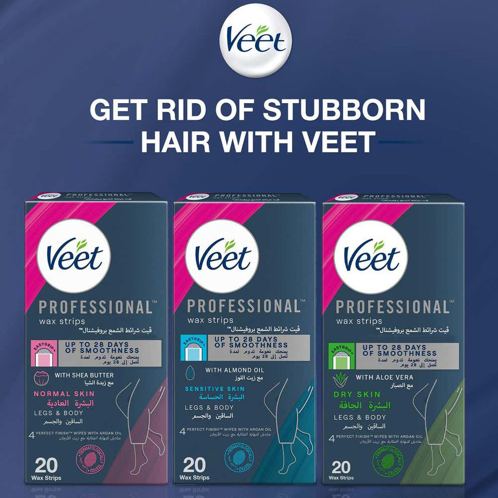 فيت شرائح شمعية الشمعية للساقين والجسم البشرة العادية - 20 قطعة