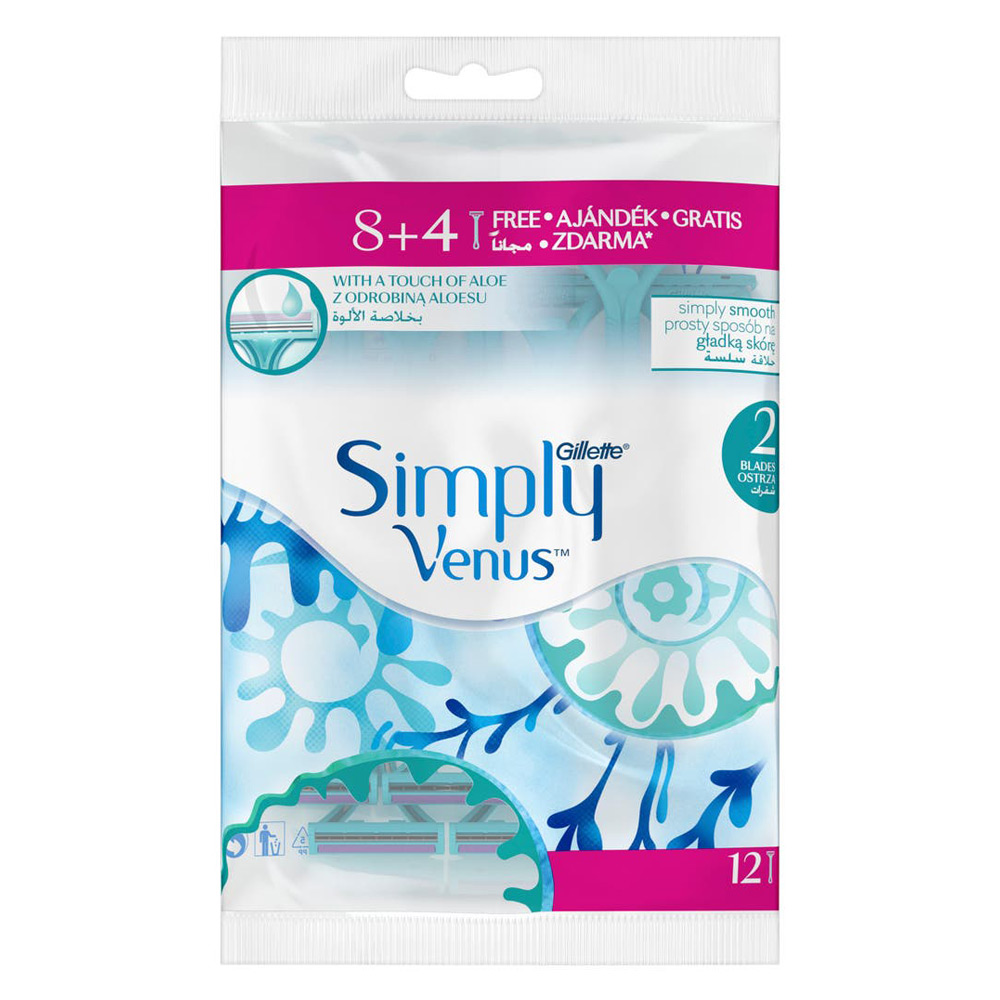 جيليت سيمبلي فينوس أمواس حلاقة للنساء 8+4 مجاناً