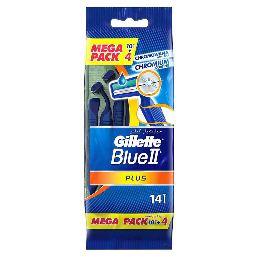 ماكينة حلاقة جيليت بلو 2 بلس  10 قطع + 4 مجانا - 1 عبوة