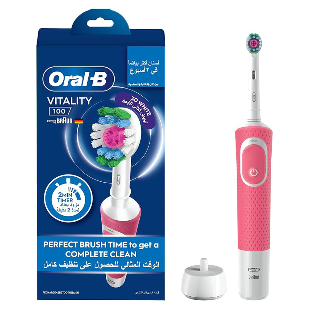 اورال بي فرشاة اسنان كهربائية فيتاليتي 100 (وردي)