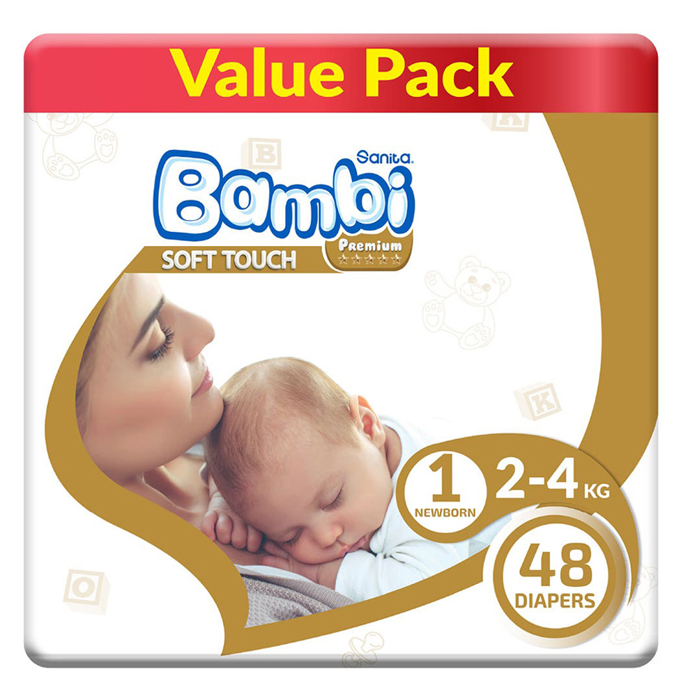 بامبى حفاضات (1) العبوة القيمة 48 حفاضة