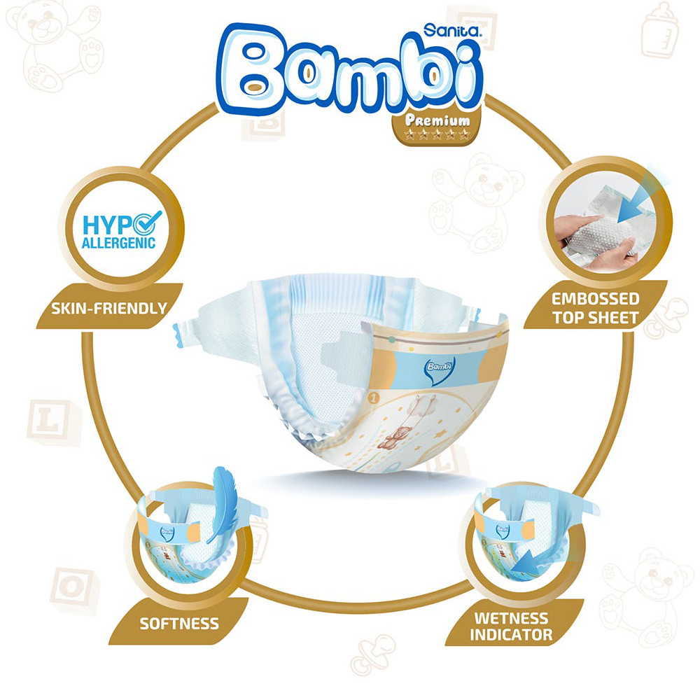 بامبي حفاضات (2) عبوة اقتصادية 48 حفاضة