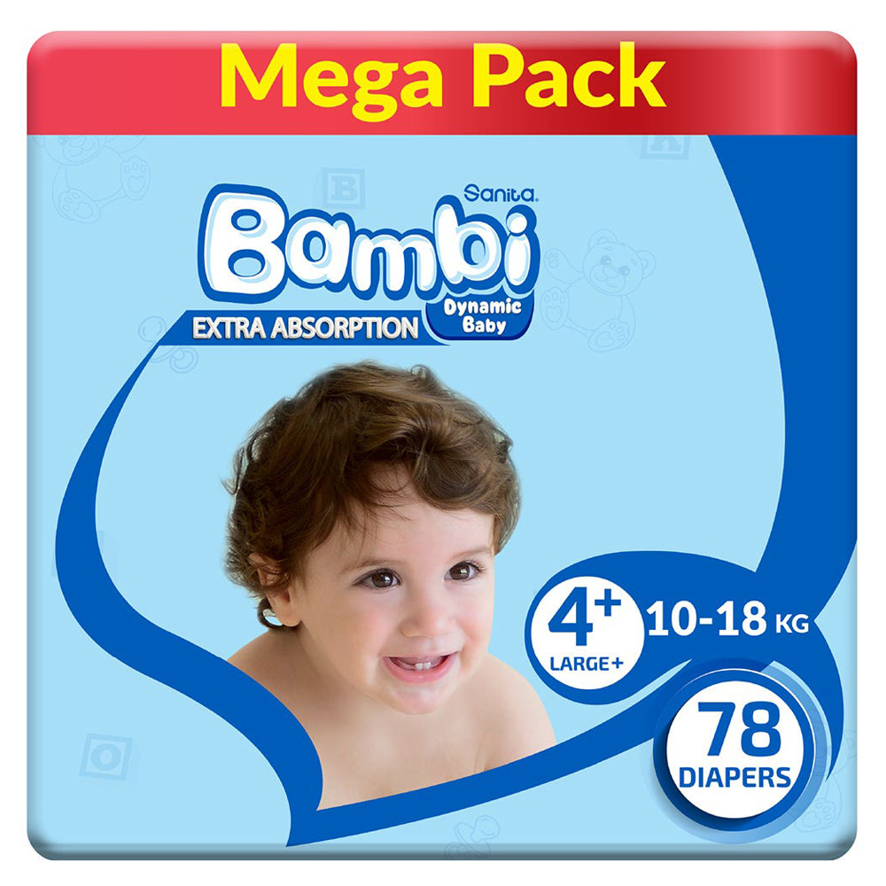 بامبى حفاضات (4+) العبوة الميجا 78 حفاضة