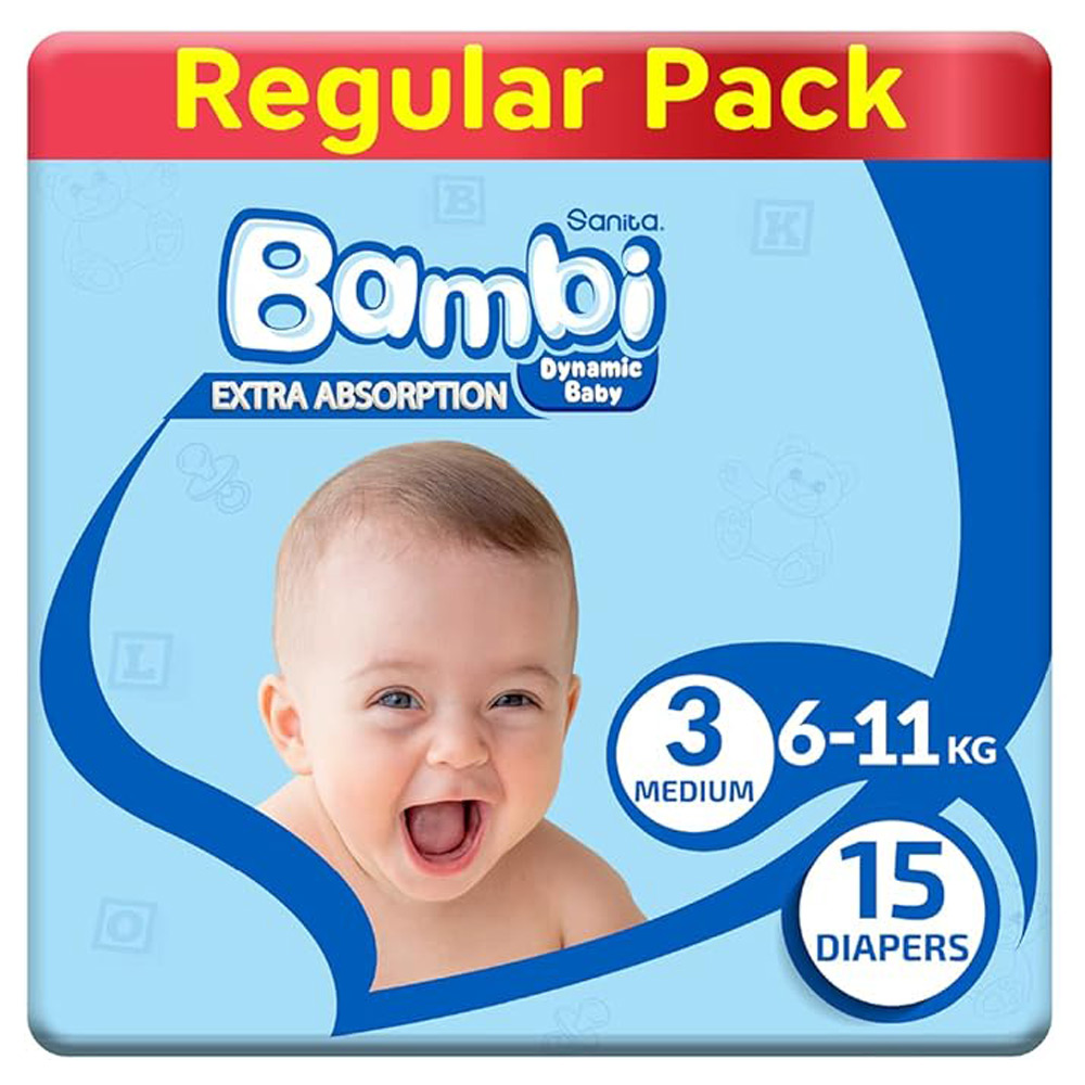 سانيتا بامبي حفاضات (3) 15 حفاضة