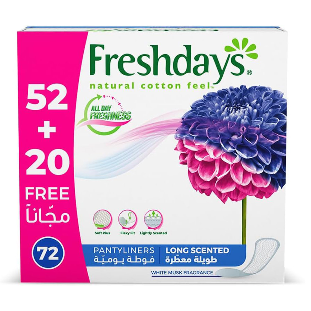 فريش دايز فوط نسائية يومية طويلة معطرة - 72 قطعة