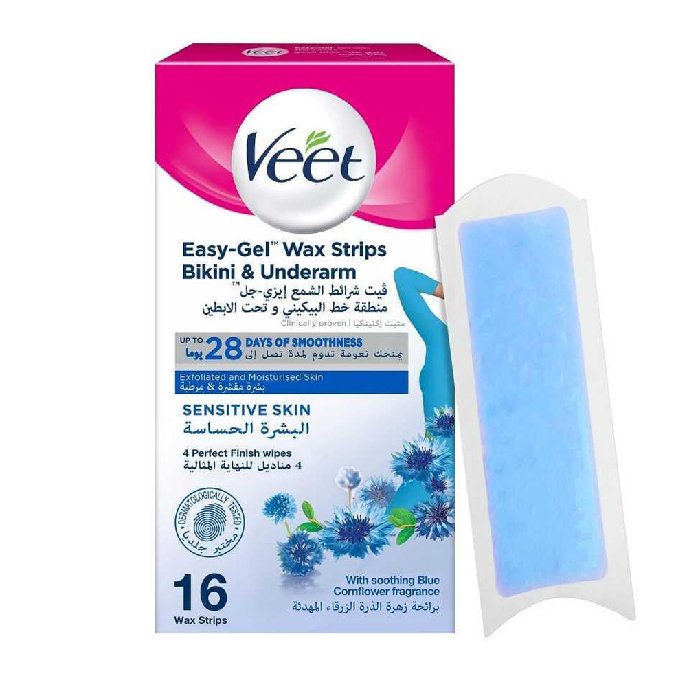 فيت شرائح شمع لمنطقة البكيني وتحت الابطين للبشرة الحساسة - 16 قطعة