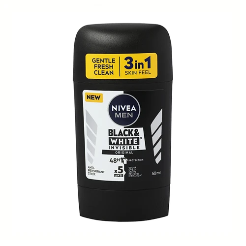 نيفيا إنفيزيبل مزيل عرق ستيك للملابس السوداء والبيضاء للرجال - 50 مل