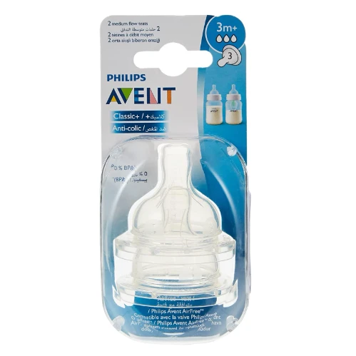 حلمة رضاعة فيليبس افنت كلاسيك ب 3 فتحات للأطفال من عمر 3 أشهر - 2 قطعة - 633