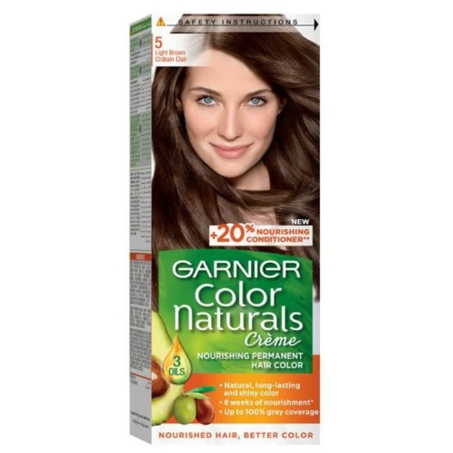 صبغة شعر جارنييه كولور ناتشرلز لون بنى فاتح رقم 5 - 1 عبوة
