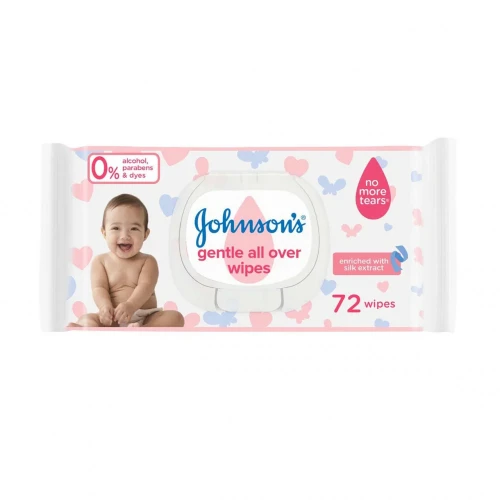 جونسون مناديل مبللة لتنظيف لطيف لكامل البشرة - 72 قطعة