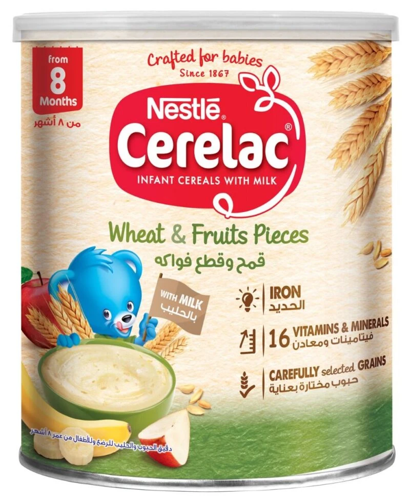 سيريلاك دقيق الحبوب للأطفال بالحديد+ قمح وقطع فواكه - 400 جم