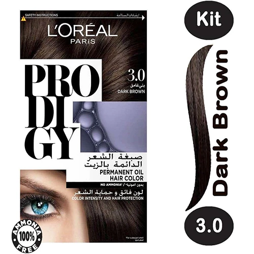 لوريال برودجي صبغة الشعر بالزيت باللون أسود البني الغامق 3.0 - 1 عبوة