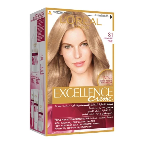 لوريال اكسلانس صبغة شعر لون أشقر رمادي فاتح رقم 8.1 - 1 عبوة