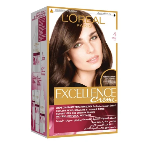 لوريال اكسلانس صبغة شعر لون بني غامق رقم 4 - 1 عبوة