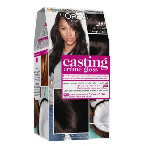 لوريال كاستينج كريم جلوس صبغة شعر لون أسود حالك رقم 200 - 1 عبوة