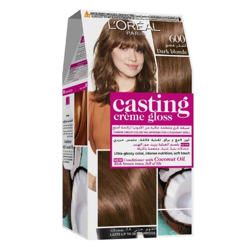 لوريال كاستينج كريم جلوس صبغة شعر لون أشقر غامق رقم 600 - 1 عبوة