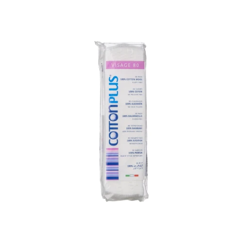 قطن  مزيل للمكياج مربع من كوتون بلس 80 قطعة