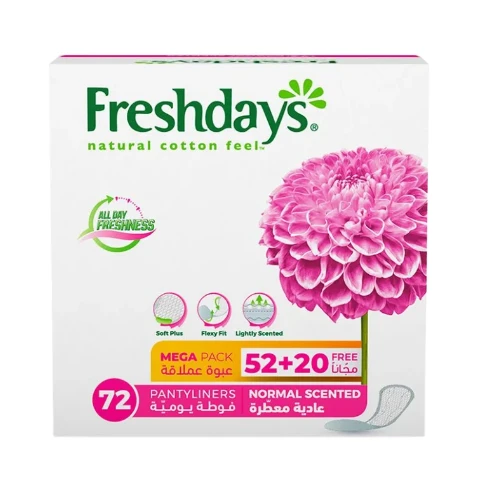 فريش دايز فوط نسائية يومية حجم عادي معطرة - 72 قطعة