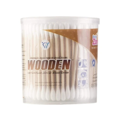 اعواد قطن خشبية من بيبي زون - 200 حبة - 8413