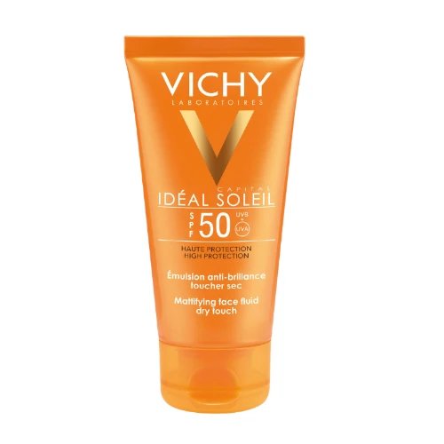 فيتشى واقي شمس ايديال سوليال سائل إزالة اللمعان للوجه ملمس جاف SPF 50- 50 مل