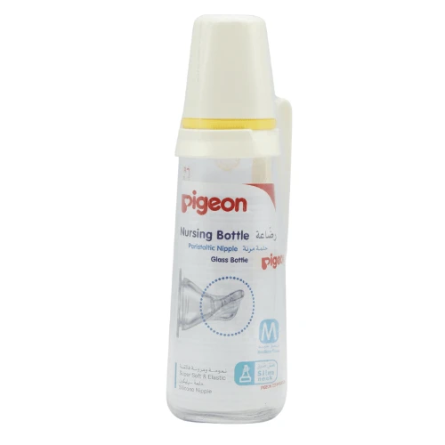 بيجون رضاعة زجاج بمقبض يد غطاء ابيض - 240 مل