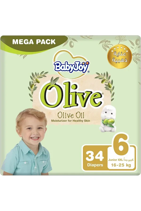 بيبي جوي حفاضات (6) بزيت الزيتون 34 حفاضة
