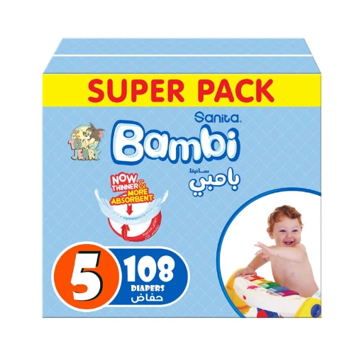 بامبي حفاضات (5) سوبر بوكس 108 قطعة