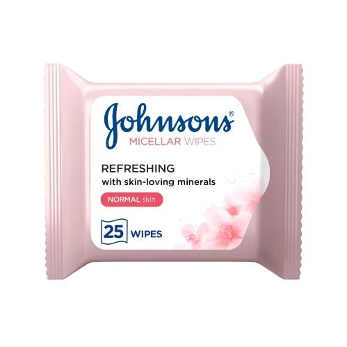 جونسون مناديل ميسيلار منظفة منعشة للبشرة العادية - 25 قطعة