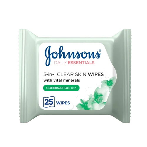 جونسون مناديل منظفة 5×1 للبشرة المختلطة - 25 قطعة