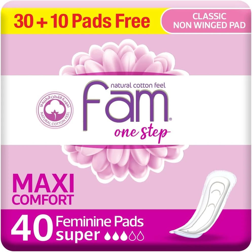 فوط صحية قطن ناعم من فام ماكسي بدون اجنحة 40 فوطة