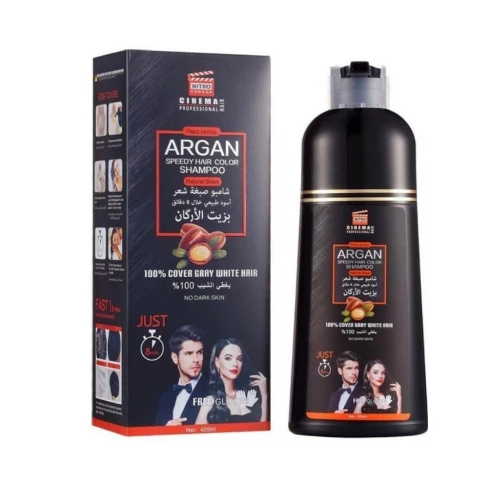شامبو صبغة شعر بزيت الارجان اسود طبيعي من ليزر وايت - 420مل