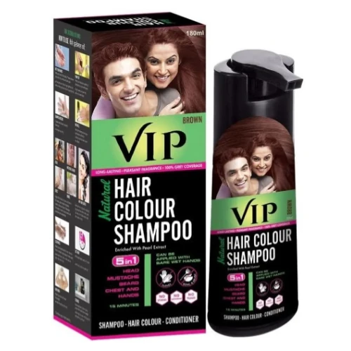 في آي بي شامبو وصبغة طبيعية للشعر بخلاصة اللؤلؤ لون بني غامق - 180مل