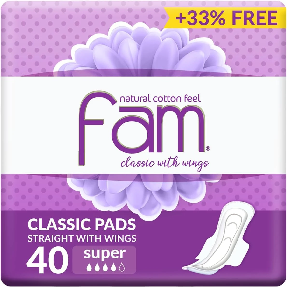 فام كلاسيك بلأجنحة فوطة صحية 30+10 فوطة