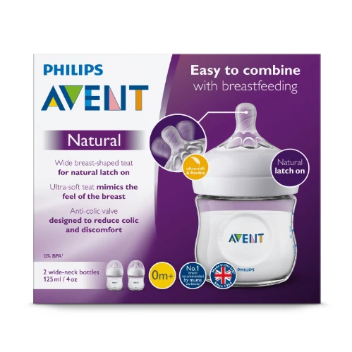 رضاعة ناتشورال فيليبس افنت من عمر بعد الولادة  125 مل (قطعتان)