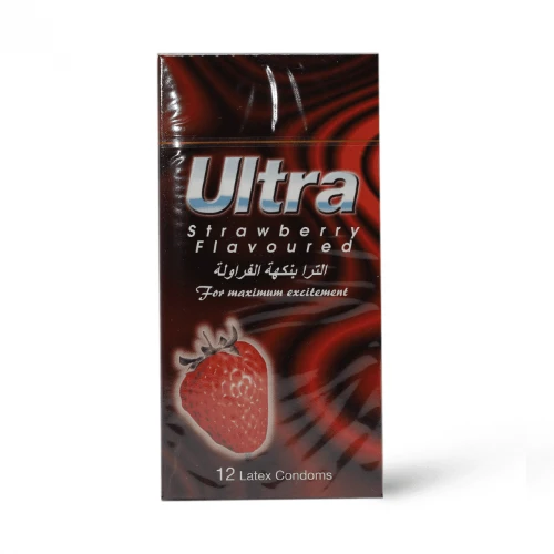 ألترا واقي ذكري برائحة الفراولة - 12 قطعة