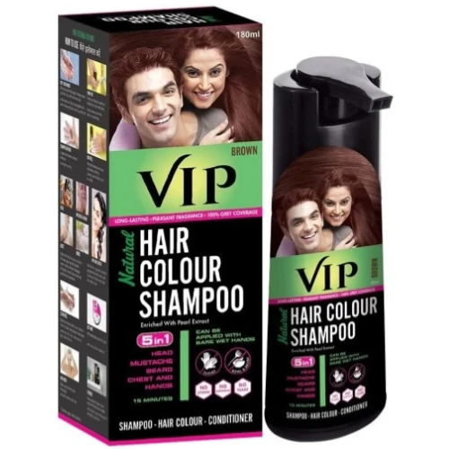 في اي بي شامبو صبغة الشعر بمستخلص اللؤلؤ اللون البني - 180 مل