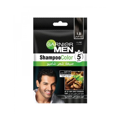 صبغة شعر شامبو للرجال 1.0 اسود طبيعي من غارنييه.