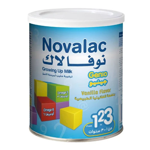 نوفالاك، جينيو، حليب النمو، بنكهة الفانيليا، من عمر 1-3 سنة، 2 × 800 جم - 1 عبوة