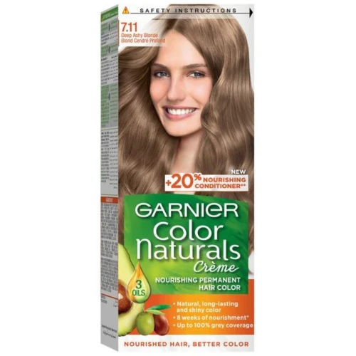 صبغة شعر جارنييه كولور ناتشرلز أشقر رمادي عميق 7.11 - 1 عبوة