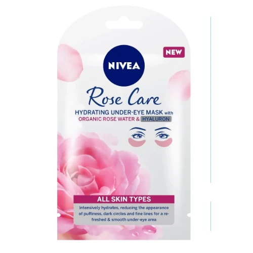نيفيا، قناع تحت العين، لتخفيف الانتفاخات والهالات السوداء، بماء الورد والهيالورون - 1 قطعة