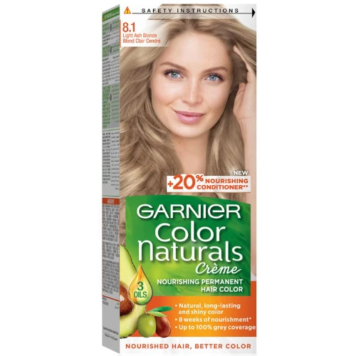 صبغة شعر جارنييه كولور ناتشرلز  أشقر فاتح رمادى رقم  8.1 - 1 عبوة